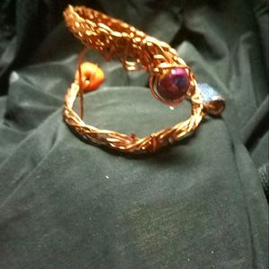 Handmade Copper Arm Wrap Bracelet w/African Beads